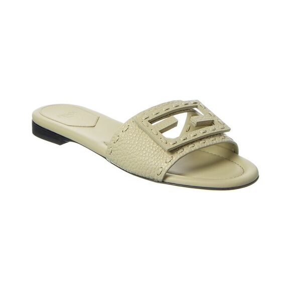 Fendi Ff Baguette Leather Sandal, Green - Picture 1 of 5